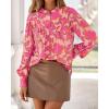 imageBTFBM Womens Tops Dressy Casual Spring 2026 Boho Floral V Neck Long Sleeve Half Button Down Shirt Work Business BlousesBig Floral Red