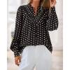 imageBTFBM Womens Tops Dressy Casual Spring 2026 Boho Floral V Neck Long Sleeve Half Button Down Shirt Work Business BlousesDot Black White