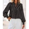 imageBTFBM Womens Tops Dressy Casual Spring 2026 Boho Floral V Neck Long Sleeve Half Button Down Shirt Work Business BlousesDot Black White