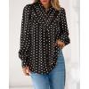 imageBTFBM Womens Tops Dressy Casual Spring 2026 Boho Floral V Neck Long Sleeve Half Button Down Shirt Work Business BlousesDot Black White