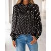 imageBTFBM Womens Tops Dressy Casual Spring 2026 Boho Floral V Neck Long Sleeve Half Button Down Shirt Work Business BlousesDot Black White