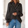 imageBTFBM Womens Tops Dressy Casual Spring 2026 Boho Floral V Neck Long Sleeve Half Button Down Shirt Work Business BlousesDot Black White