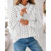 imageBTFBM Womens Tops Dressy Casual Spring 2026 Boho Floral V Neck Long Sleeve Half Button Down Shirt Work Business BlousesDot White Black