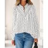 imageBTFBM Womens Tops Dressy Casual Spring 2026 Boho Floral V Neck Long Sleeve Half Button Down Shirt Work Business BlousesDot White Black