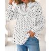 imageBTFBM Womens Tops Dressy Casual Spring 2026 Boho Floral V Neck Long Sleeve Half Button Down Shirt Work Business BlousesDot White Black