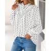 imageBTFBM Womens Tops Dressy Casual Spring 2026 Boho Floral V Neck Long Sleeve Half Button Down Shirt Work Business BlousesDot White Black