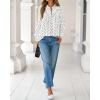 imageBTFBM Womens Tops Dressy Casual Spring 2026 Boho Floral V Neck Long Sleeve Half Button Down Shirt Work Business BlousesDot White Black