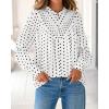imageBTFBM Womens Tops Dressy Casual Spring 2026 Boho Floral V Neck Long Sleeve Half Button Down Shirt Work Business BlousesDot White Black