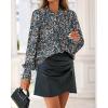 imageBTFBM Womens Tops Dressy Casual Spring 2026 Boho Floral V Neck Long Sleeve Half Button Down Shirt Work Business BlousesFloral Black Blue