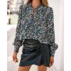 imageBTFBM Womens Tops Dressy Casual Spring 2026 Boho Floral V Neck Long Sleeve Half Button Down Shirt Work Business BlousesFloral Black Blue