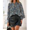 imageBTFBM Womens Tops Dressy Casual Spring 2026 Boho Floral V Neck Long Sleeve Half Button Down Shirt Work Business BlousesFloral Black Blue