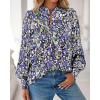 imageBTFBM Womens Tops Dressy Casual Spring 2026 Boho Floral V Neck Long Sleeve Half Button Down Shirt Work Business BlousesFloral Navy
