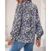 imageBTFBM Womens Tops Dressy Casual Spring 2026 Boho Floral V Neck Long Sleeve Half Button Down Shirt Work Business BlousesFloral Navy