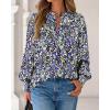 imageBTFBM Womens Tops Dressy Casual Spring 2026 Boho Floral V Neck Long Sleeve Half Button Down Shirt Work Business BlousesFloral Navy