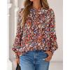 imageBTFBM Womens Tops Dressy Casual Spring 2026 Boho Floral V Neck Long Sleeve Half Button Down Shirt Work Business BlousesFloral Wine Red