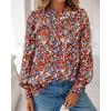 imageBTFBM Womens Tops Dressy Casual Spring 2026 Boho Floral V Neck Long Sleeve Half Button Down Shirt Work Business BlousesFloral Wine Red