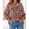 imageBTFBM Womens Tops Dressy Casual Spring 2026 Boho Floral V Neck Long Sleeve Half Button Down Shirt Work Business BlousesFloral Wine Red