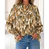 imageBTFBM Womens Tops Dressy Casual Spring 2026 Boho Floral V Neck Long Sleeve Half Button Down Shirt Work Business BlousesStripe Army Green