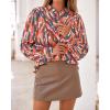imageBTFBM Womens Tops Dressy Casual Spring 2026 Boho Floral V Neck Long Sleeve Half Button Down Shirt Work Business BlousesStriped Orange
