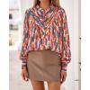 imageBTFBM Womens Tops Dressy Casual Spring 2026 Boho Floral V Neck Long Sleeve Half Button Down Shirt Work Business BlousesStriped Orange