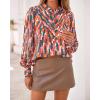 imageBTFBM Womens Tops Dressy Casual Spring 2026 Boho Floral V Neck Long Sleeve Half Button Down Shirt Work Business BlousesStriped Orange