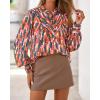 imageBTFBM Womens Tops Dressy Casual Spring 2026 Boho Floral V Neck Long Sleeve Half Button Down Shirt Work Business BlousesStriped Orange