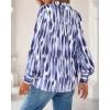 imageBTFBM Womens Tops Dressy Casual Spring 2026 Boho Floral V Neck Long Sleeve Half Button Down Shirt Work Business BlousesStriped White Blue