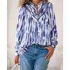 imageBTFBM Womens Tops Dressy Casual Spring 2026 Boho Floral V Neck Long Sleeve Half Button Down Shirt Work Business BlousesStriped White Blue