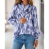 imageBTFBM Womens Tops Dressy Casual Spring 2026 Boho Floral V Neck Long Sleeve Half Button Down Shirt Work Business BlousesStriped White Blue