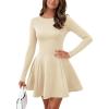 imageBTFBM Fall Dresses for Women 2026 Elegant Classy Flowy A Line Long Sleeve Business Homecoming Cocktail Sweater DressApricot