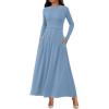 imageBTFBM Long Sleeve Dress for Women Spring Clothes 2026 Pockets Business Casual Pleated Fall Wedding Guest DressesLight Blue