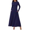 imageBTFBM Long Sleeve Dress for Women Spring Clothes 2026 Pockets Business Casual Pleated Fall Wedding Guest DressesNavy Blue