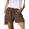 imageBTFBM Spring Shorts for Women 2026 Summer Casual Elastic Waist Drawstring Lightweight Beach Lounge Short Pants PocketsSolid Brown