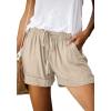 imageBTFBM Spring Shorts for Women 2026 Summer Casual Elastic Waist Drawstring Lightweight Beach Lounge Short Pants PocketsSolid Khaki