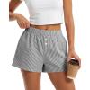 imageBTFBM Striped Boxer Shorts for Women 2026 Spring Summer Y2k Vacation Beach Bottoms Lounge Sleep Pajama PJ Pants ClothesBlack White