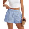 imageBTFBM Striped Boxer Shorts for Women 2026 Spring Summer Y2k Vacation Beach Bottoms Lounge Sleep Pajama PJ Pants ClothesBlue White