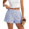 imageBTFBM Striped Boxer Shorts for Women 2026 Spring Summer Y2k Vacation Beach Bottoms Lounge Sleep Pajama PJ Pants ClothesDark Blue