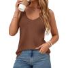 imageBTFBM Sweater Vest Women 2026 Spring Summer Sleeveless V Neck Sparkle Knit Basic Loose Fit Tank Tops Vacation OutfitsBrown