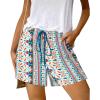 imageBTFBM Womens Boho Spring Shorts 2026 Beach Vacation Clothes Elastic Waist Casual Printed Loose Short Lounge Pant PocketsPrint Blue