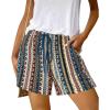 imageBTFBM Womens Boho Spring Shorts 2026 Beach Vacation Clothes Elastic Waist Casual Printed Loose Short Lounge Pant PocketsStriped Navy