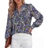 imageBTFBM Womens Tops Dressy Casual Spring 2026 Boho Floral V Neck Long Sleeve Half Button Down Shirt Work Business BlousesFloral Navy