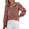 imageBTFBM Womens Tops Dressy Casual Spring 2026 Boho Floral V Neck Long Sleeve Half Button Down Shirt Work Business BlousesFloral Wine Red