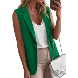 imageBTFBM Blazers For Women Spring Button Down Loose Vest Tops For Women Work Business Casual Outfits Summer Fashion 2026Green