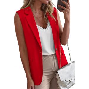 imageBTFBM Blazers For Women Spring Button Down Loose Vest Tops For Women Work Business Casual Outfits Summer Fashion 2026Red