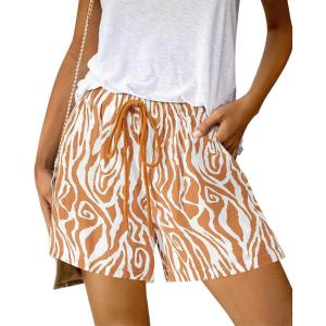 imageBTFBM Womens Boho Spring Shorts 2026 Beach Vacation Clothes Elastic Waist Casual Printed Loose Short Lounge Pant PocketsPrint Khaki