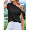 image:imageBTFBM 2026 Off The Shoulder Tops for Women Summer Shirts Short Sleeve Satin Blouses Silk Going Out Top Beach VacationBlack