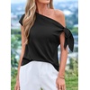 image:imageBTFBM 2026 Off The Shoulder Tops for Women Summer Shirts Short Sleeve Satin Blouses Silk Going Out Top Beach VacationBlack