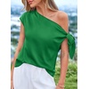 image:imageBTFBM 2026 Off The Shoulder Tops for Women Summer Shirts Short Sleeve Satin Blouses Silk Going Out Top Beach VacationGreen