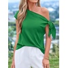 image:imageBTFBM 2026 Off The Shoulder Tops for Women Summer Shirts Short Sleeve Satin Blouses Silk Going Out Top Beach VacationGreen