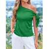 image:imageBTFBM 2026 Off The Shoulder Tops for Women Summer Shirts Short Sleeve Satin Blouses Silk Going Out Top Beach VacationGreen